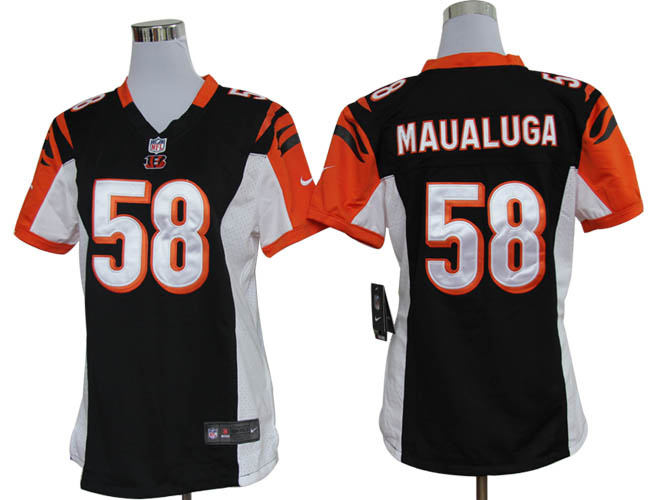 Nike North Cincinatti Bengals 58 Rey Maualuga Women's Black Game NFL Jerseyss